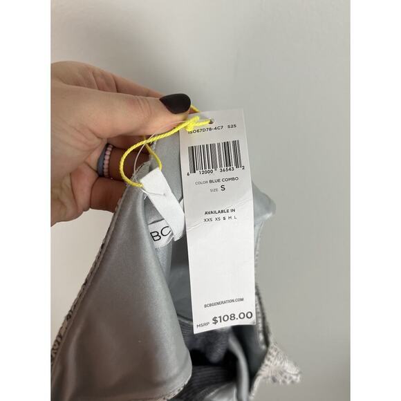 NWT BCBGENERATION Blue Combo Textured Floral Dress Swing Aline Size Small Women - Picture 5 of 7